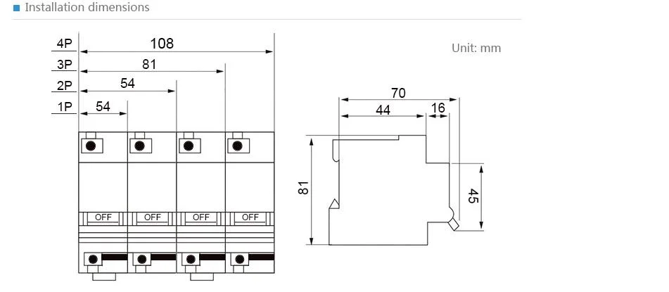 Dz47-125 1p 100A AC MCB, DC Miniature Solar PV Electrical Air Circuit Breakers Overload Protector Switch MCB