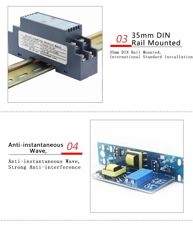 DC24V 1 in 1 out AC Current Signal Isolator Transmitter 4-20mA PLC Input Signal Isolator