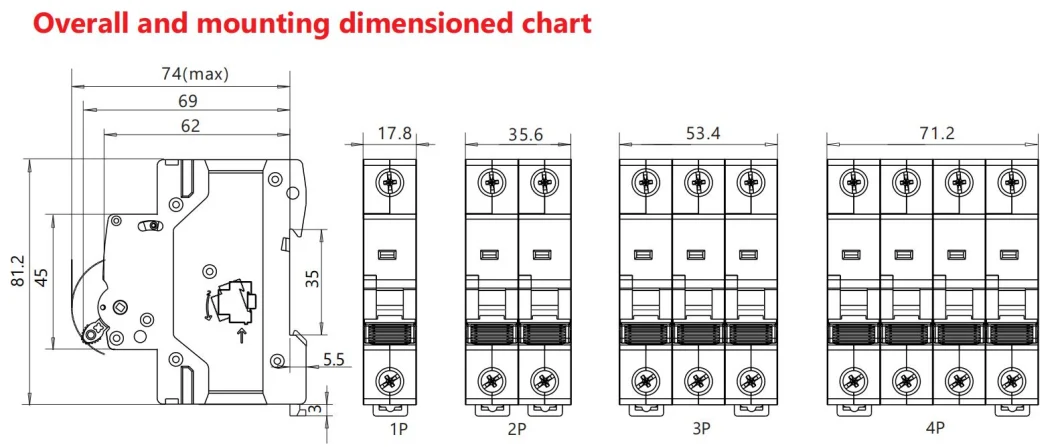 Geya Gym10 2p 6-25A 230V 400V AC DC MCB 1p 2p 3p 4p Switch Miniature Circuit Breaker Mini Circuit Breaker