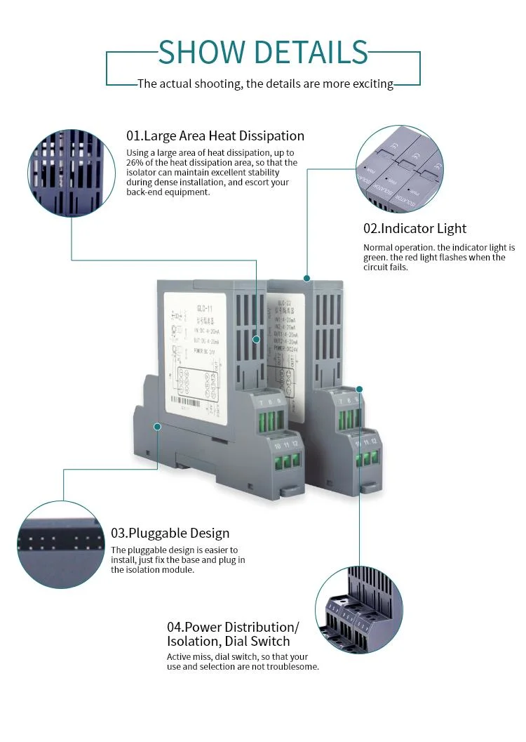 Glc Intelligent Signal Isolator 1 in 1 out DC 4-20mA 0-10V Output Signal Distribution Signal Converter