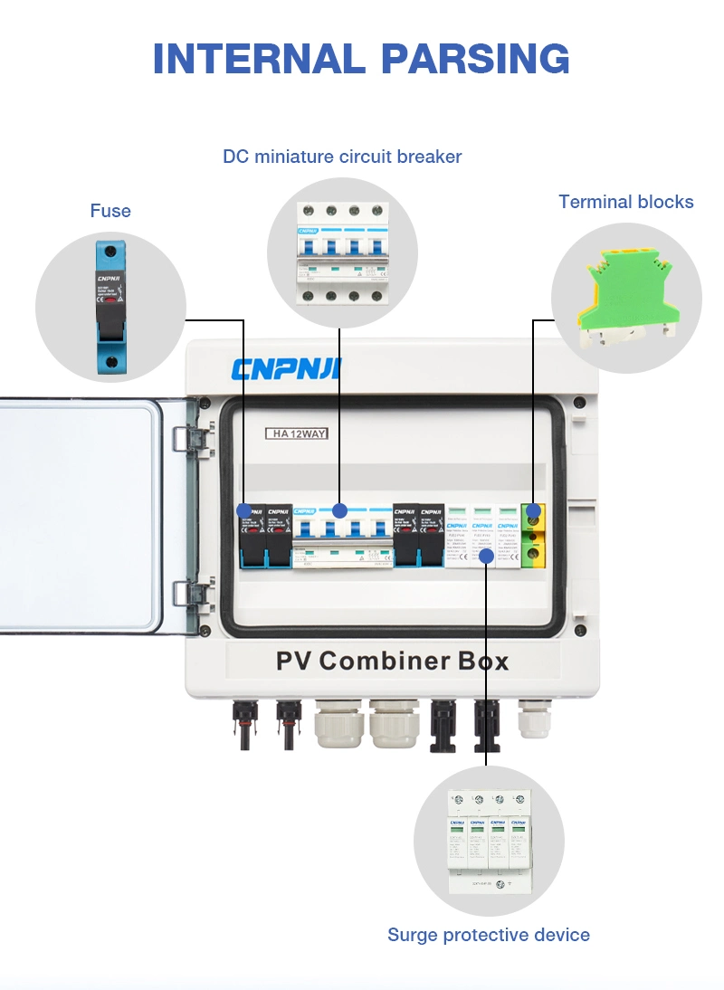 New Design IP65 Custom PV Combiner Box 2 4 6 8 12 24 in 1 out 1-24 Strings DC Combiner Box for Solar Panel 1000V