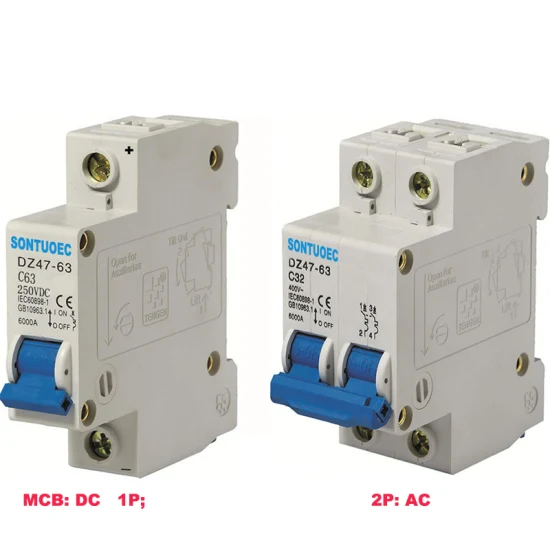 Dz47-125 1p 100A AC MCB, DC Miniatur-Solar-PV-elektrische Luftleistungsschalter Überlastschutzschalter MCB